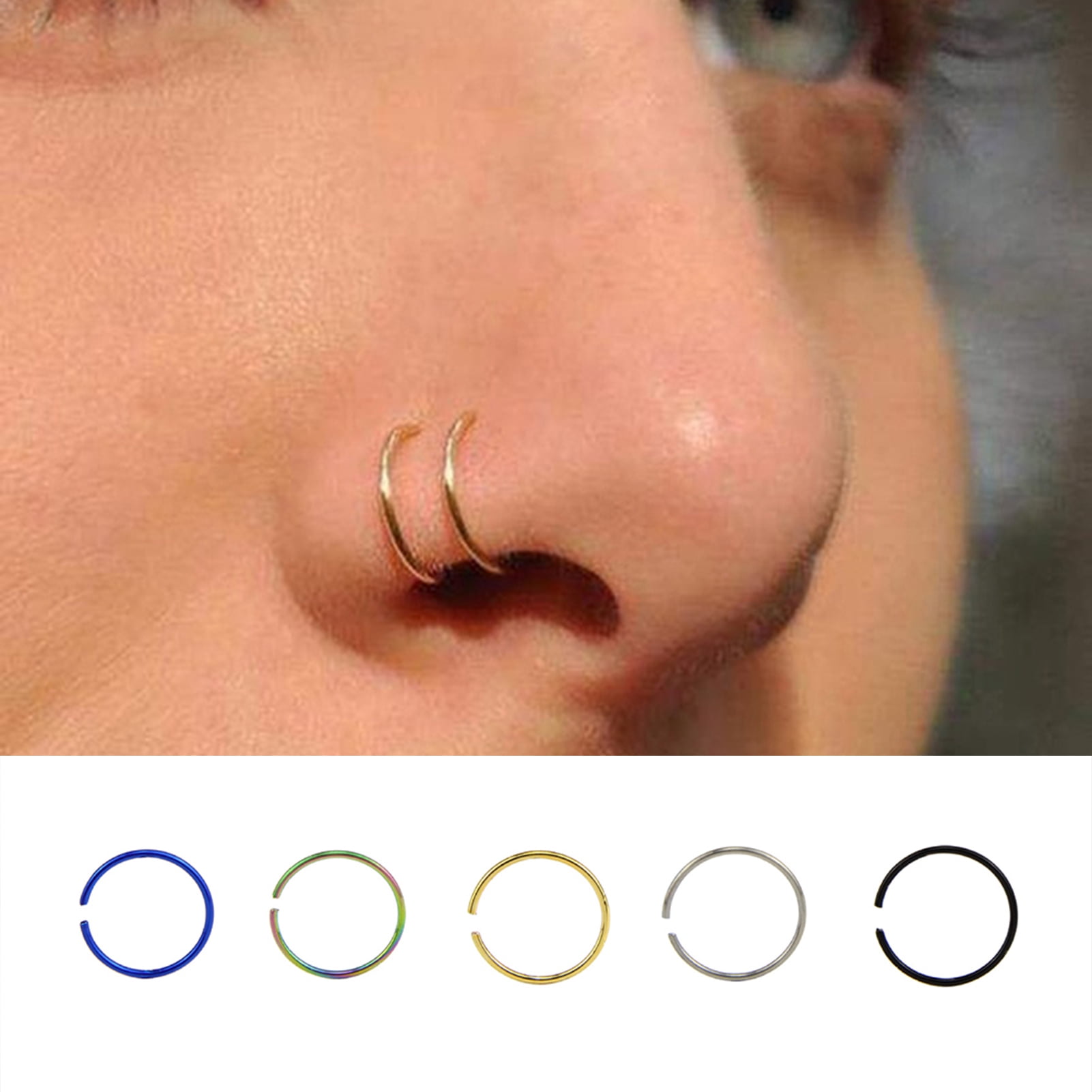 Amazon.com: 20G 18G 16G Titanium Nose Ring Hoop, Cartilage Hoop Earrings  for Women Men Silver Gold Nose Ring Septum Ring Tragus Conch Helix Daith  Lip Piercing Jewelry 6mm/7mm/8mm/9mm/10mm (Gold-16g, 9mm) : Handmade